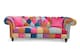 image 3 of Multicoloured Velvet Patchwork 3 Seater Scroll Arm Chesterfield Sofa PORTOFINO