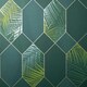 image 1 of Fine Decor Miami Geometric Leaf Wallpaper - Emerald Green/Gold - One Size Green