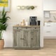 image 2 of HOMCOM Sideboard Buffet Cabinet with Rubber Wood Top and Drawers, Grey 