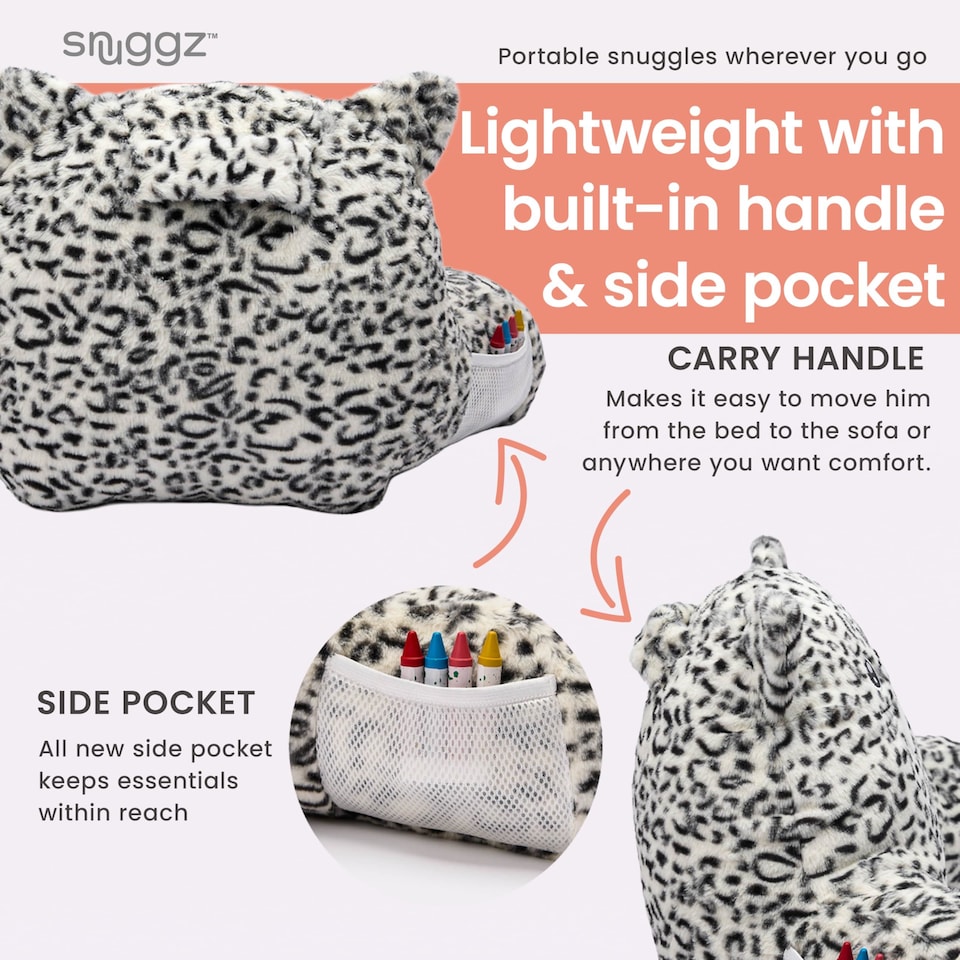 image 1 of Snuggz Cat Cuddle Cushion with Side Pocket with Carry Handle 3D Novelty Design Back Support Soft Cosy Bed Pillow - 59 x 36 x 34 cm