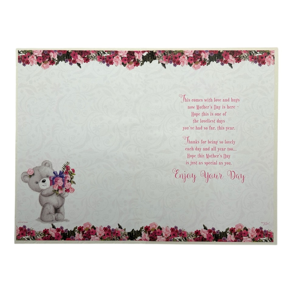 image 1 of From The Bump Teddy Holding Flowers Design Mother's Day Card