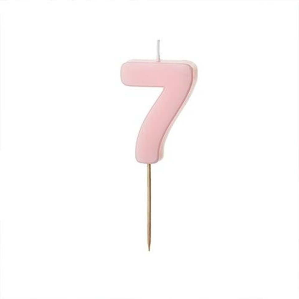 image 1 of Pastel Pink Number 7 Shaped Candle 5.5cm