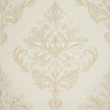 Jasmine Damask Wallpaper in Ivory Silver Shimmer White