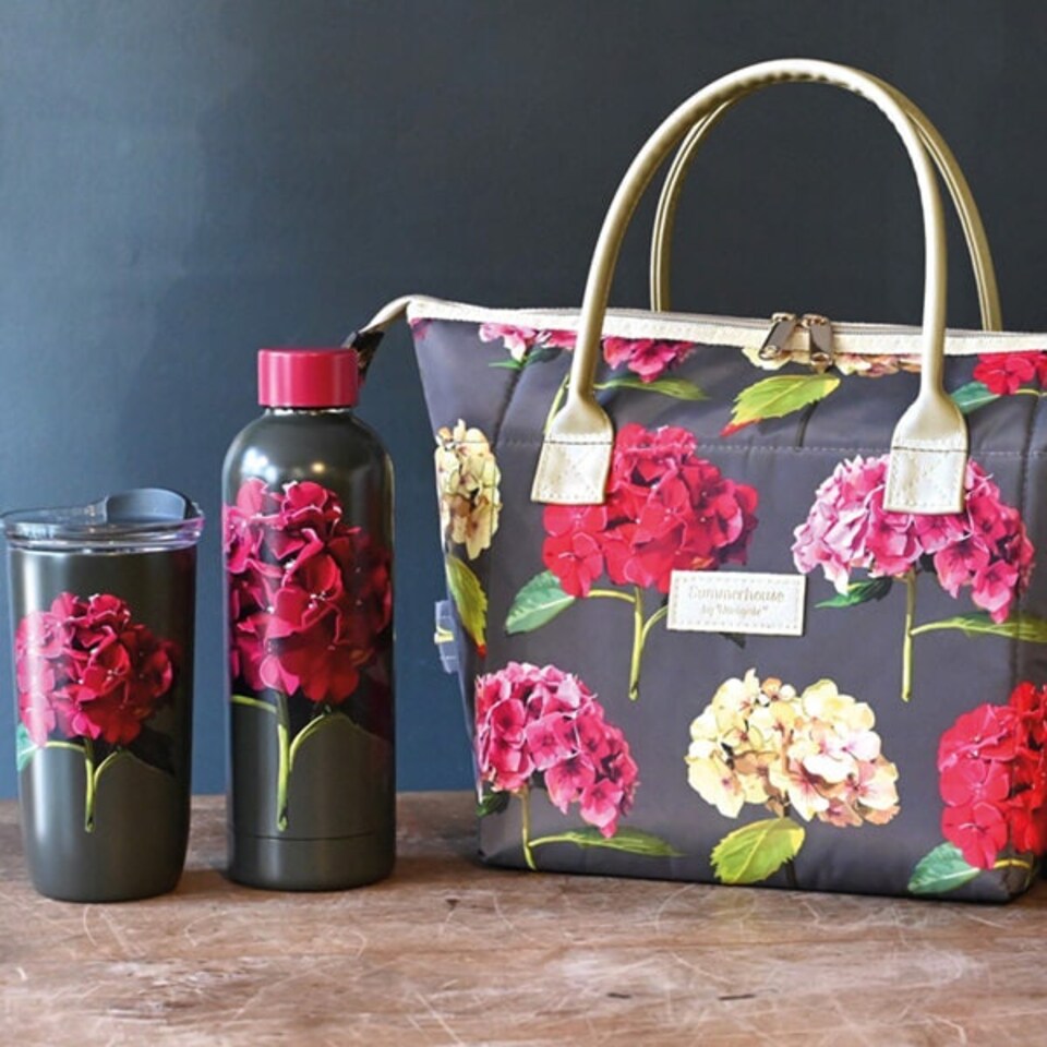 image 1 of Summerhouse by Navigate Sarah Kelleher Hydrangea Dark Stone Insulated Travel Mug