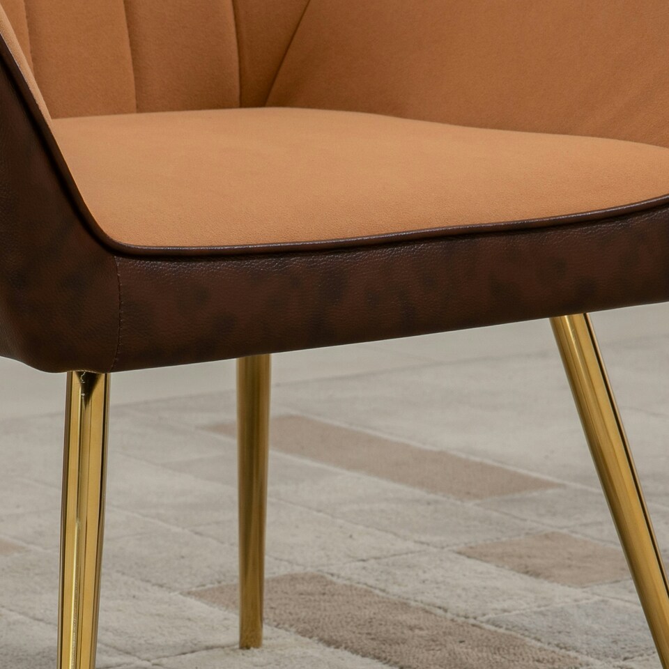 image 1 of HOMCOM Accent Chairs Velvet Armchairs for Living Room and Bedroom Light Brown