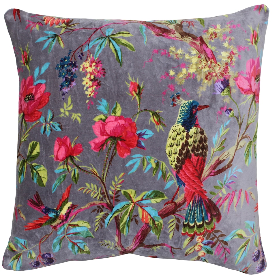 Paoletti Paradise Velvet Cushion, Mink, 50 x 50cm