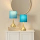 image 1 of ValueLights Teardrop Pair of Gold Touch Table Lamps with Blue Shade