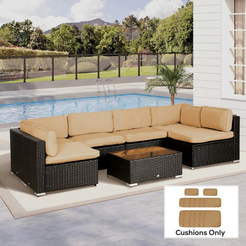 image 1 of Outsunny Garden Rattan Sofa Set Polyester Cover Replacement No Cushion 