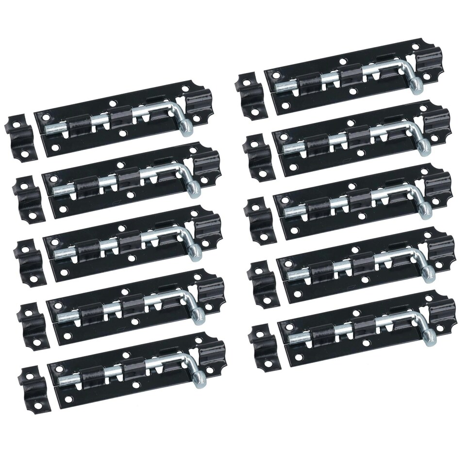 image 1 of 4" Jumbo Tower Bolt Sliding Shoot Bolt Latch Catch for Sheds Gates Doors 10pc Black