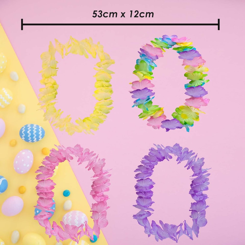 image 1 of PMS Easter Leis Pack of 4 - Multicolour Plush 53cm x 12cm