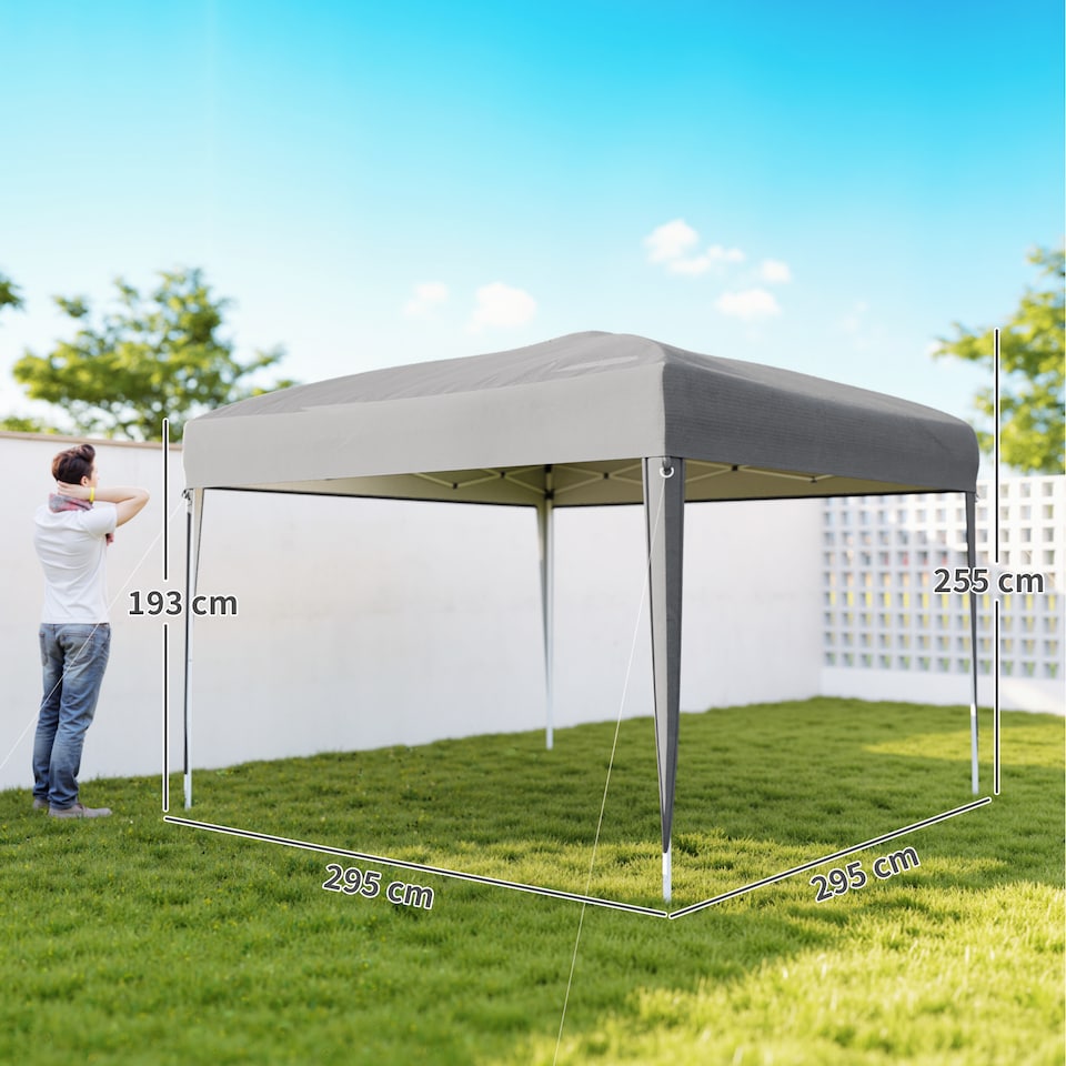 image 1 of Outsunny 3 x 3M Garden Pop Up Gazebo Height Adjustable Marquee Party Tent Wedding Canopy with Carrying Bag, Grey