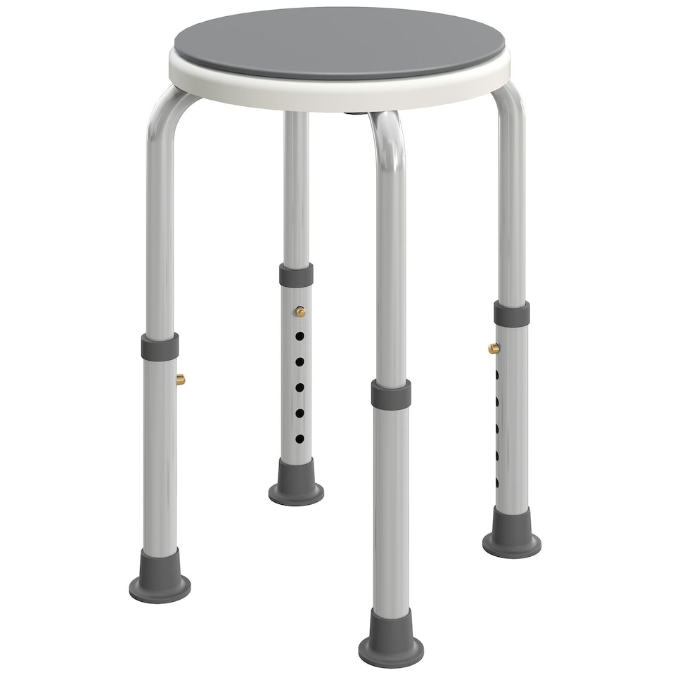 image 1 of HOMCOM 360 Degree Swivel Shower Stool with Non-Slip Feet for Disabled, Grey
