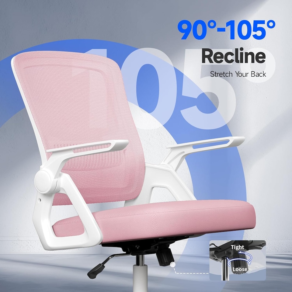 image 1 of Rattantree Ergonomic Swivel Computer Chair with Flip-Up Armrests
