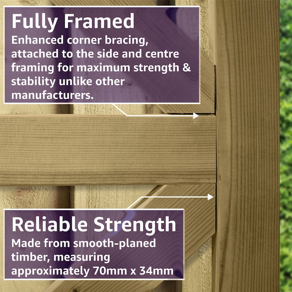image 1 of Flat Top Wooden Garden Gate 6ft x 4.5ft Feather Edge Fully Framed Treated Door