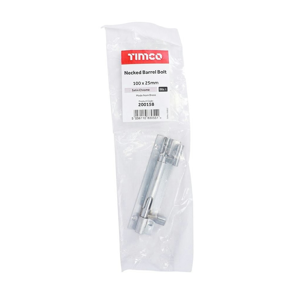 image 1 of Timco - Necked Barrel Bolt - Satin Chrome (Size 100 x 25mm - 1 Each)