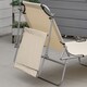 image 7 of Outsunny Outdoor Foldable Sun Lounger, 4 Level Adjustable Backrest Reclining Sun Lounger Chair with Angle Adjust Sun Shade Awning for Beach, Garden, Patio, Beige