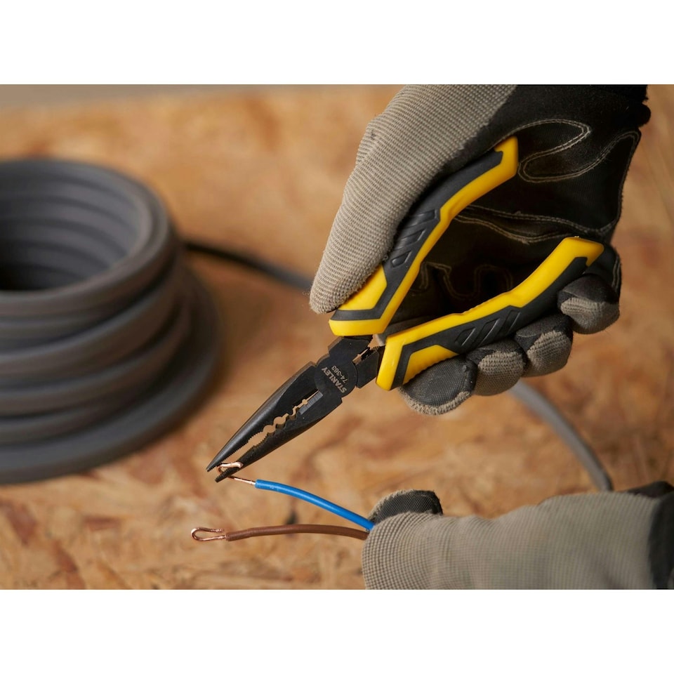 image 1 of Stanley Hand Tools Controlgrip Long Nose Pliers - Multi Colour - 200mm (8in)