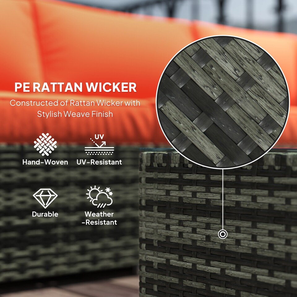 image 1 of Outsunny 4 Pieces Rattan Garden Furniture Sofa Set with Coffee Table | Orange | One Size