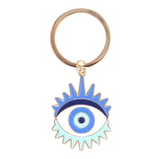 Something Different All Seeing Eye Metal Keyring - Blue/White/Gold - One Size