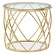 image 1 of Interiors by Premier Stylish Gold Side Table with Clear Glass, Luxurious Gold Finished Bedside Table, Contemporary Round Table Gold