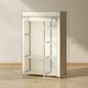 image 7 of HOMCOM Fabric Wardrobe w/ Shelves Hanging Rail Foldable Closets Cream Cream