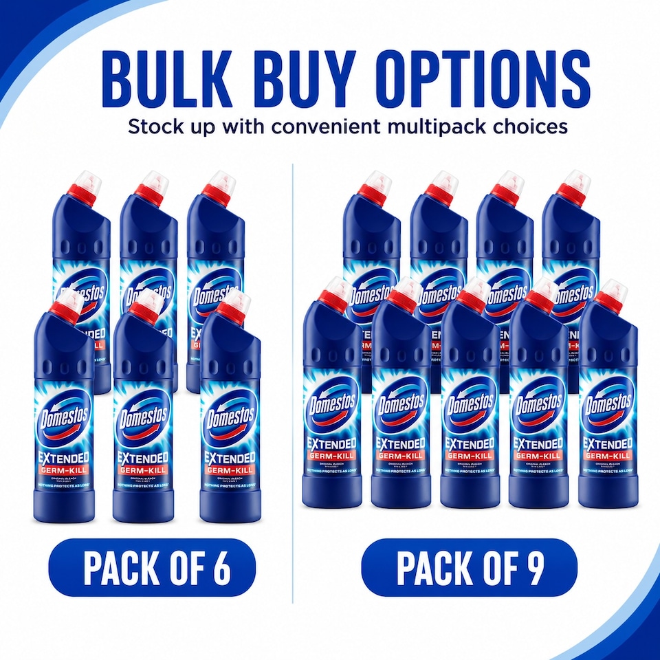 image 1 of Domestos Extended Germ Kill Original Bleach 750ml Pack of 6