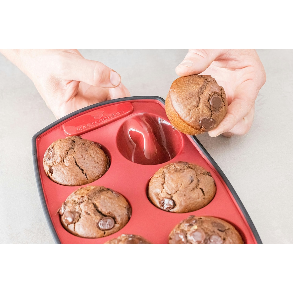 image 1 of MasterClass Muffin Tray Red Silicone 6 Hole