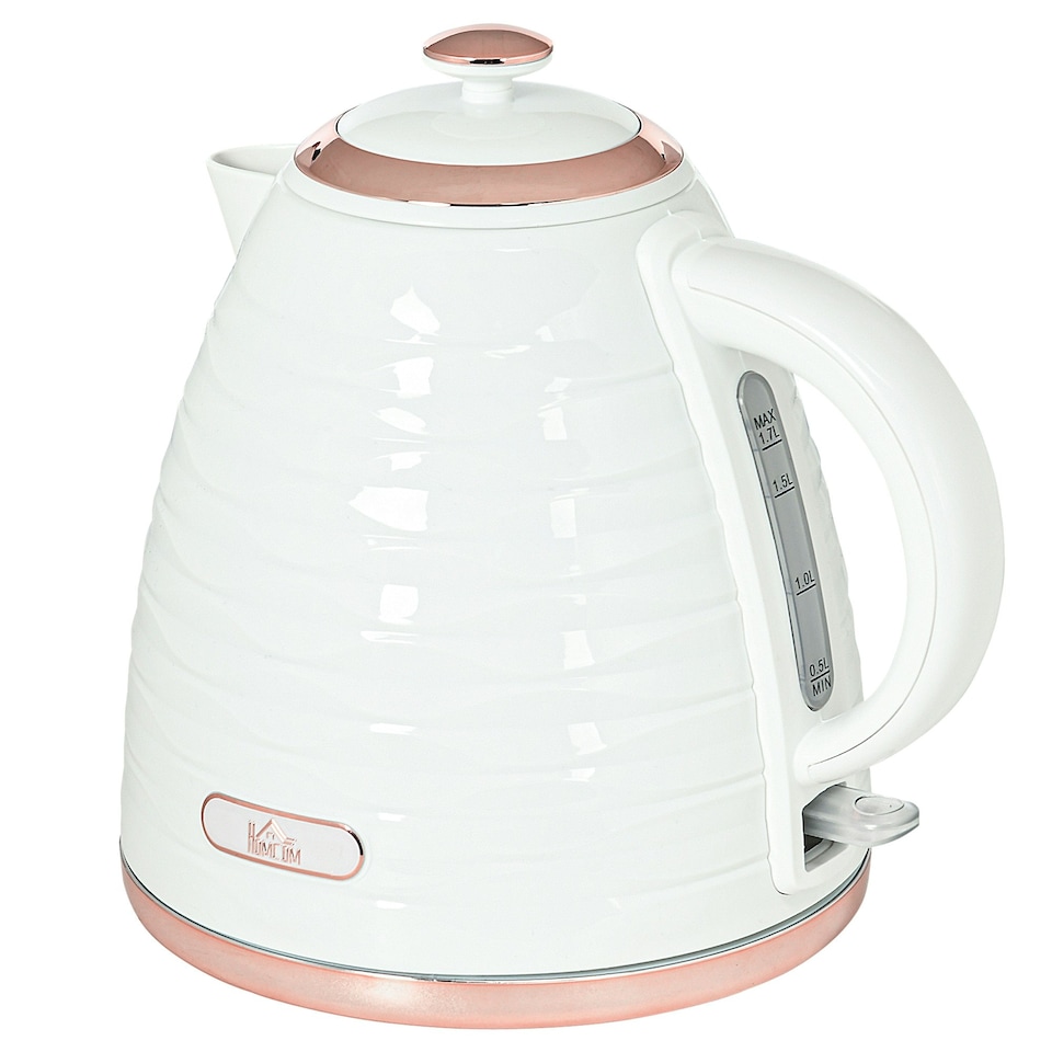 image 1 of HOMCOM Electric Kettle, Fast Boil, 1.7L, 3kW, Swivel, White Ripple | Multi
