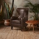 image 1 of Dark Coffee Leather Armchair,Accent Chair, Leather Upholstered Lounge Chair,Wingback Ocassional Chair | Brown