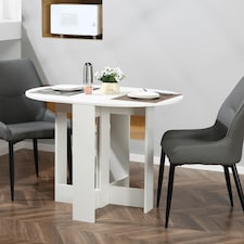 HOMCOM Folding Dining Table, Space-saving Drop Leaf Table for Small Space, Kitchen, Dining Room, White