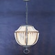 image 2 of Interiors by Premier White Grey Wooden Bead Chandelier, Rustic Boho Hanging Light Fixture, Handmade Basket Drop Pendant Grey