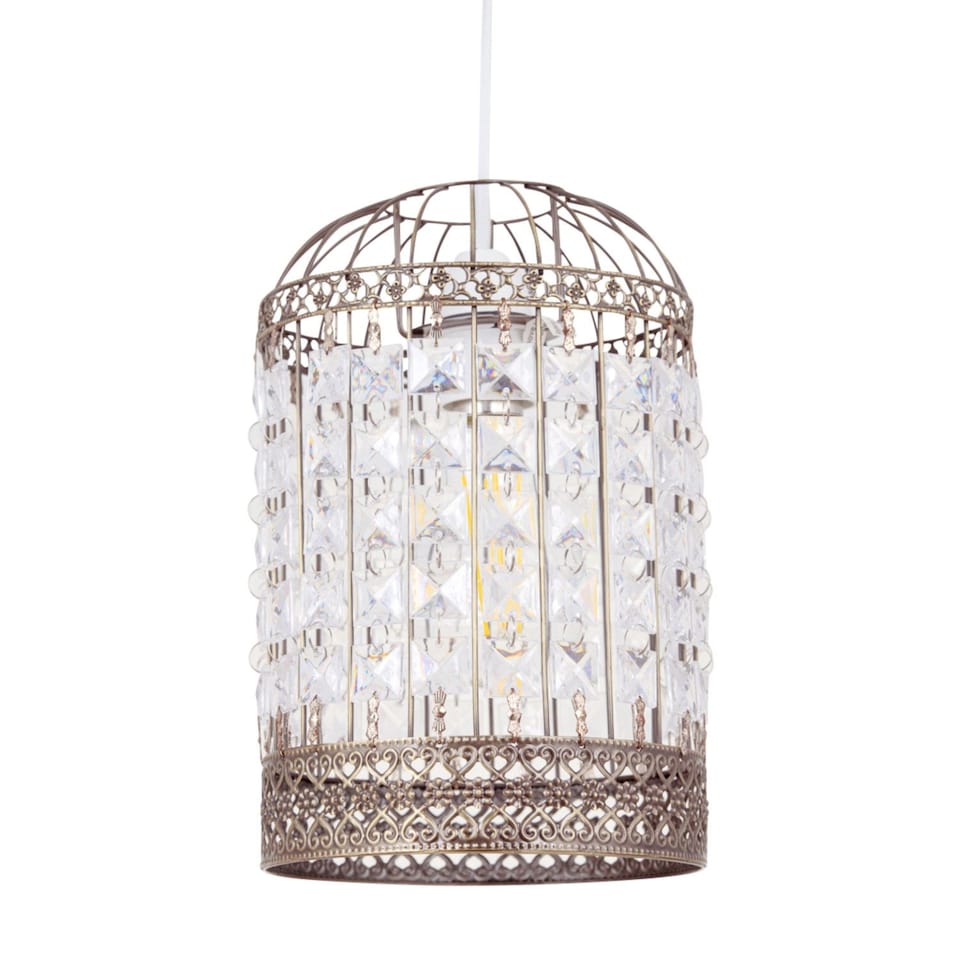 image 1 of Set of 2 Martil - Antique Brass Jewelled Pendant Lightshades | Yellow | Clear | Small | 2