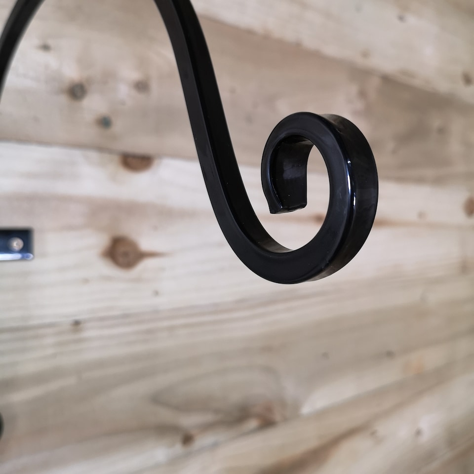 image 1 of Pack of 2 Tom Chambers Heavy Duty Handcrafted Metal 38cm Black Wall Bracket Hook For Garden Hanging Basket Bird Feeder | Black | Black
