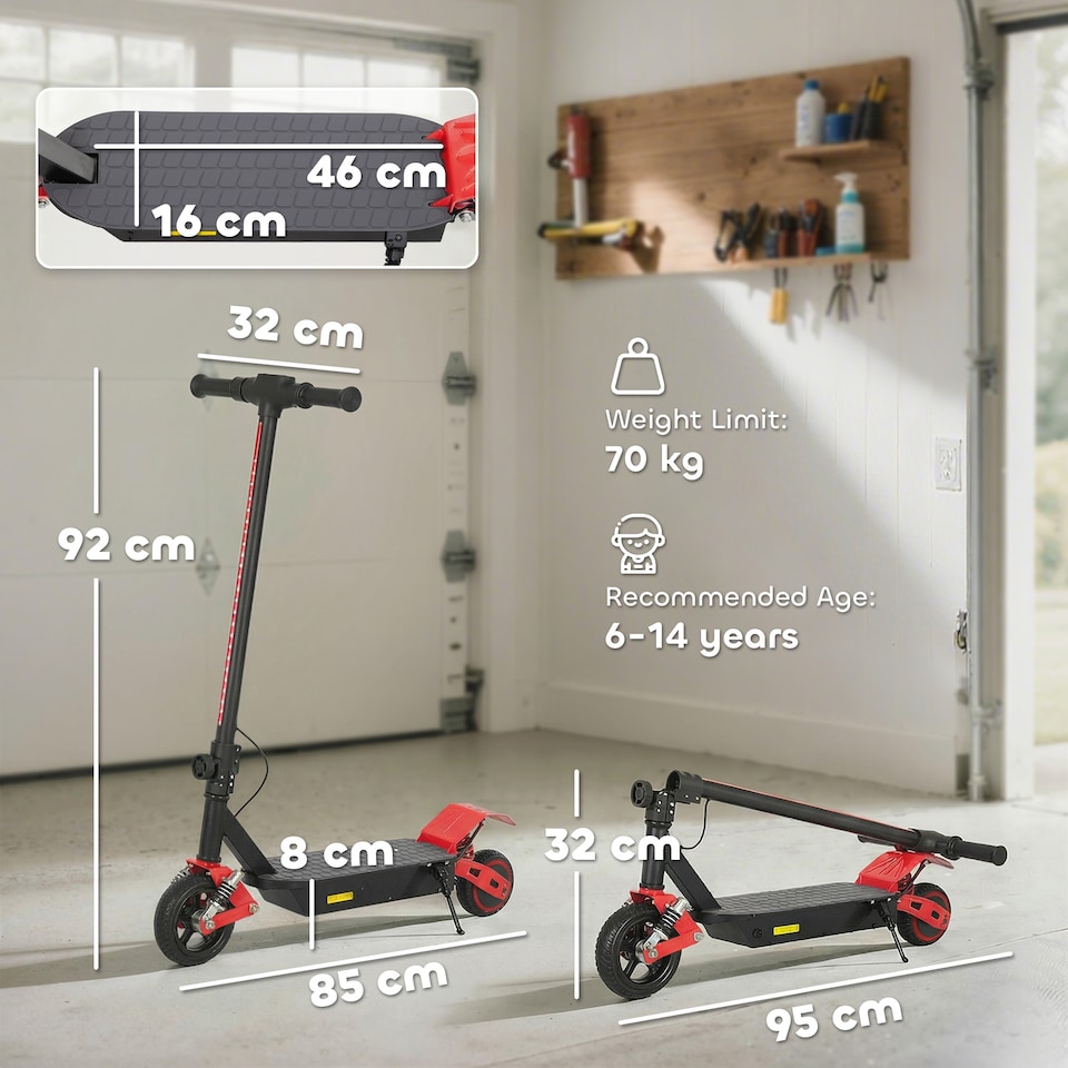 image 1 of AIYAPLAY Electric Scooter for Kids with LCD Display, Up to 15 KM/H, Red | Red | Red and Black