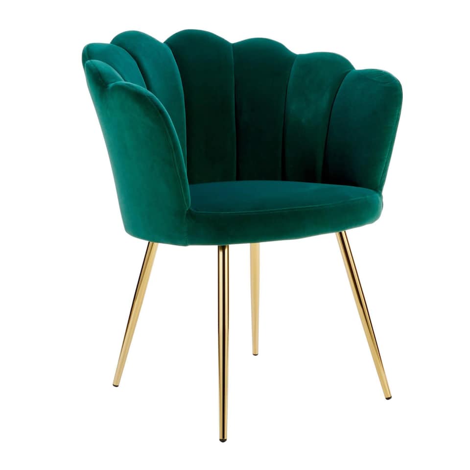 image 1 of Boucle Fabric Scallop Shell Chair Wing Back Armchair Sofa | Green