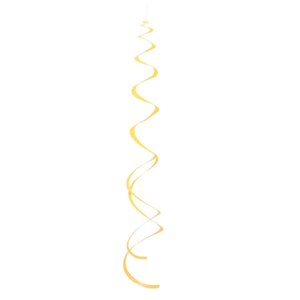 image 1 of Pack of 8 Sunflower Yellow Solid Hanging Swirl Decorations