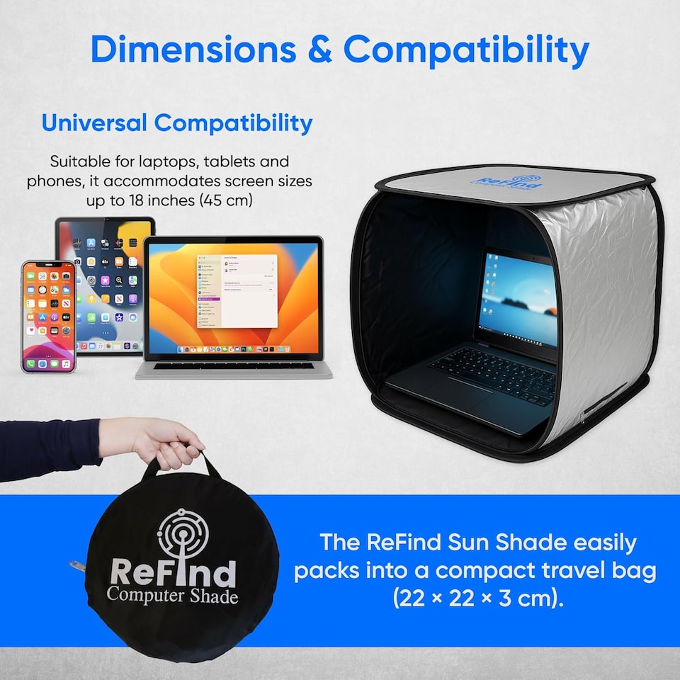 image 1 of Computer Shade for Portable Anti-Glare Protection Laptop Hood