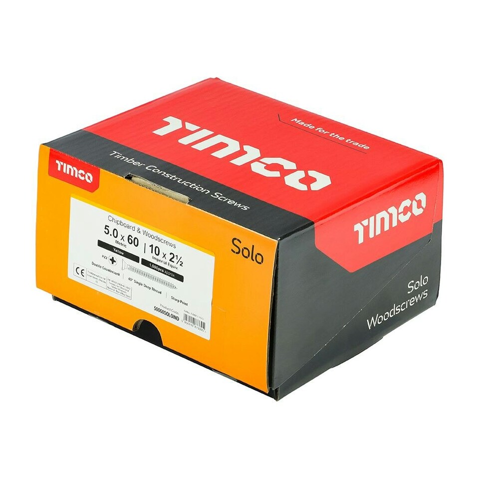 image 1 of Timco - Solo Woodscrew Industry Pack (Size 5.0 x 60 - 1000 Pieces)