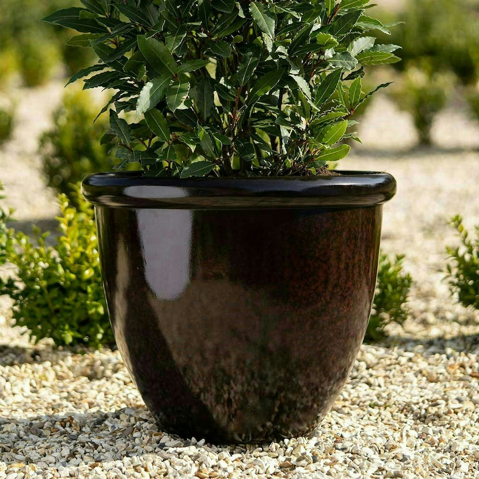 image 1 of Primrose Garden Round Flower Pot Planter Black 26 x 41 x 41 cm