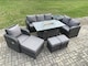 image 3 of Fimous Garden Patio Furniture Wicker Rattan Gas Fire Pit Table and Sofa Chair set with Side Table 3 Footstool