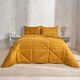image 2 of OHS Coverless Quilted Geometric Embossed Soft Plush Cosy 7.5 Tog Washable Duvet Cover and Pillowcase Bedding Set Yellow | Ochre Yellow | King