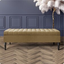 Safar 180cm Ottoman Storage Bench - Naples Shoe Bench - Brown Lined Upholstery Storage Footstool