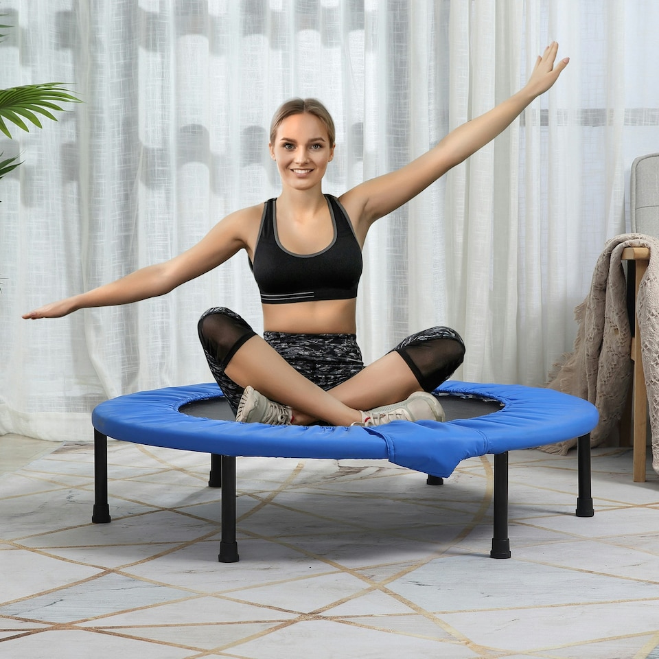 image 1 of HOMCOM Dia. 96cm Fitness Trampoline Exercise, Max Load 100 KG, Blue Black