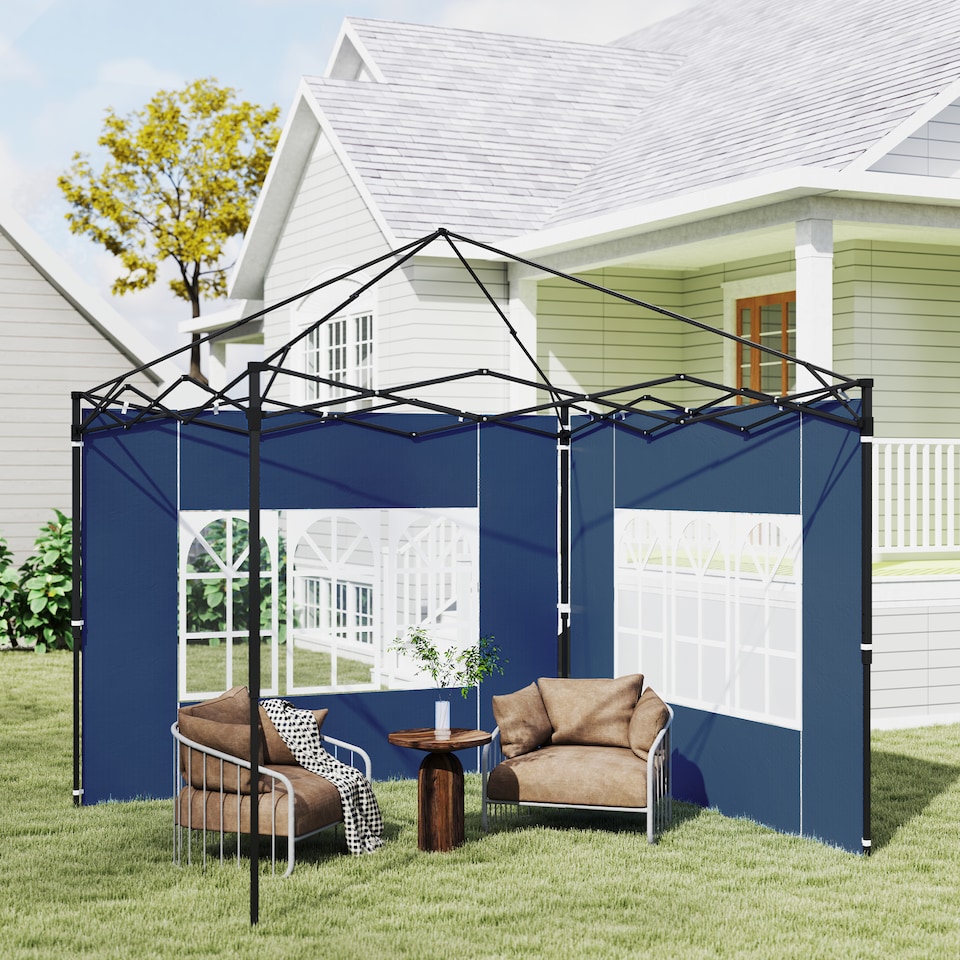image 1 of Outsunny Gazebo Side Panels for 3x3(m) or 3x6m Gazebo Canopy, 2 Pack, Blue | Blue