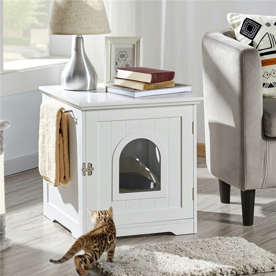 image 1 of Yaheetech Cat Litter Box Enclosures White | One Size