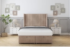 Sloomy Hargrave Mink Naples Ottoman Bed With Mattress With 54" Wingback Headboard 4' Small Double
