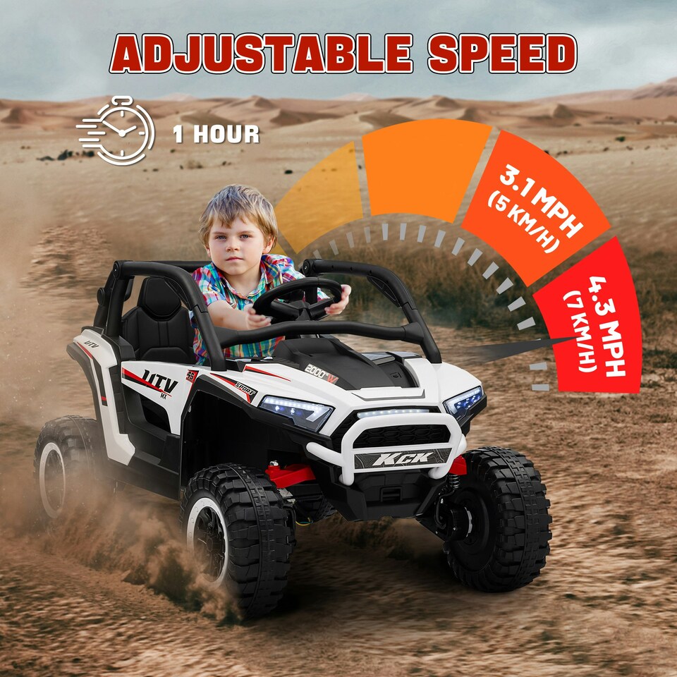 image 1 of AIYAPLAY 2 Seater 24V 7AH Ride on Truck w/ Spring Suspension, White