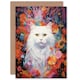 image 1 of Pure White Cat Lovers Gift Pet Portrait Colourful Art Card