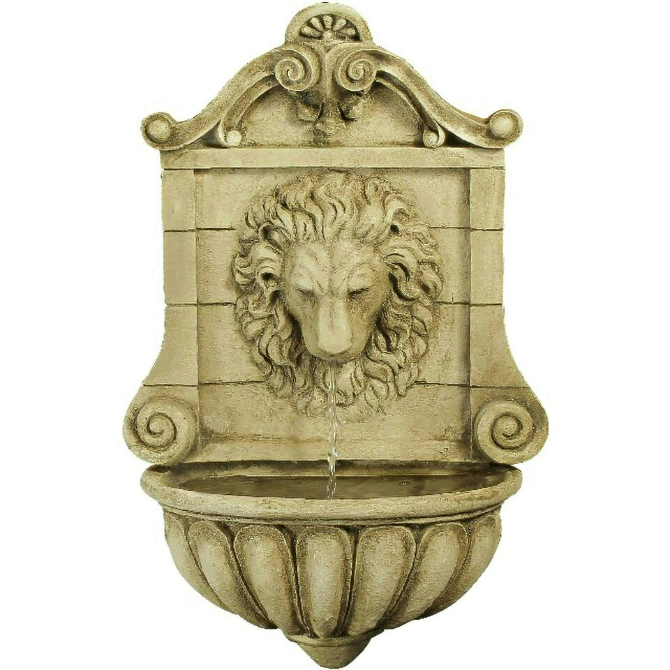 image 1 of Primrose King Lion Head Wall Mounted Antique Effect Water Feature Cream 50cm
