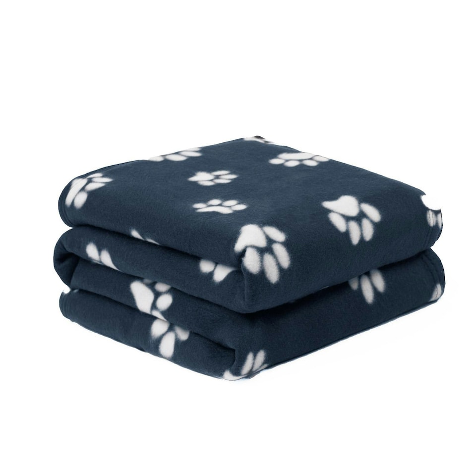 image 1 of OHS Pet Dog Blanket Crate Paw Puppy Animal Mat, 120x150cm - Navy Blue